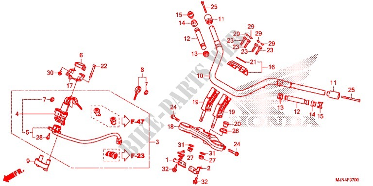 HANDLE PIPE/TOP BRIDGE (2) for Honda CTX 1300 ABS 2014