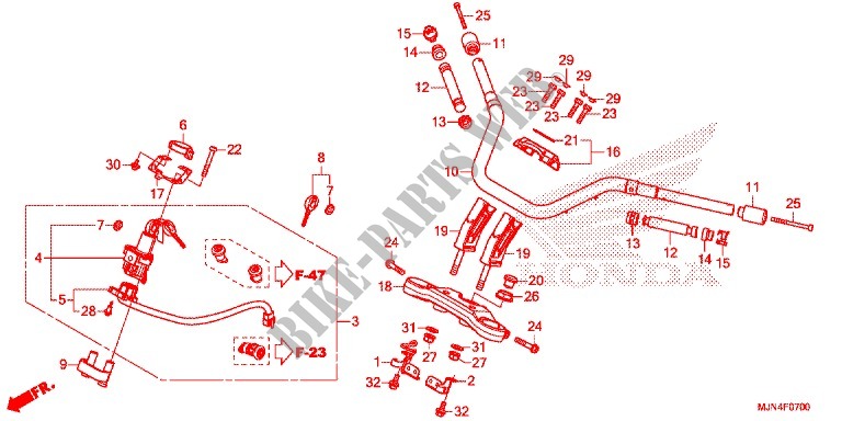 HANDLE PIPE/TOP BRIDGE (2) for Honda CTX 1300 2014