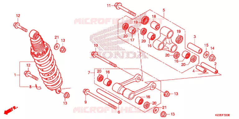 REAR SHOCK ABSORBER (2) Honda MOTO 250 CRF 2017  CRF250LAH
