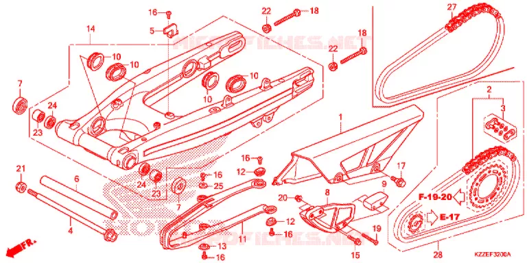 SWINGARM - CHAIN CASE Honda MOTO 1100 SHADOW 2000  VT1100TY
