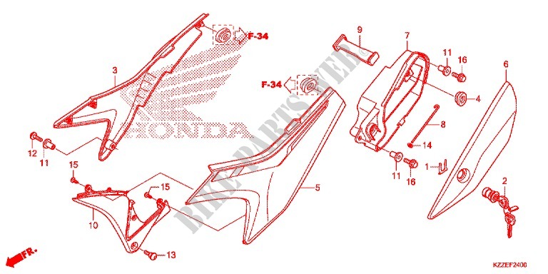 SIDE COVERS (CRF250L/LA) for Honda CRF 250 L RED 2017