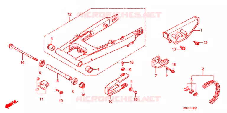 SWINGARM - CHAIN CASE Honda MOTO 100 CRF 2009  CRF100F9
