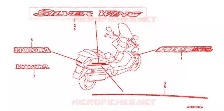 STICKERS (FJS400A/D/FJS600A/D5-8) Honda SCOOTER 400 SILVERWING 2007  FJS400D7