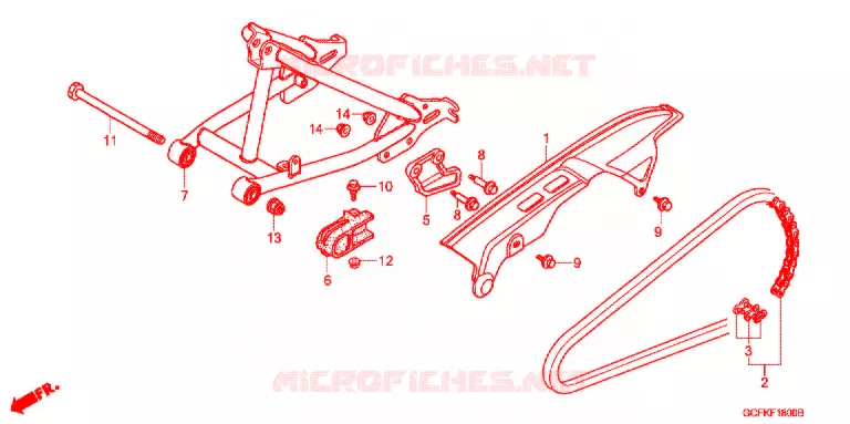 SWINGARM - CHAIN CASE Honda MOTO 70 CRF 2007  CRF70F7