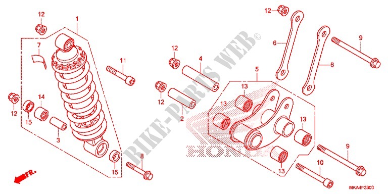 REAR SHOCK ABSORBER (2) for Honda NC 750 X ABS 2016