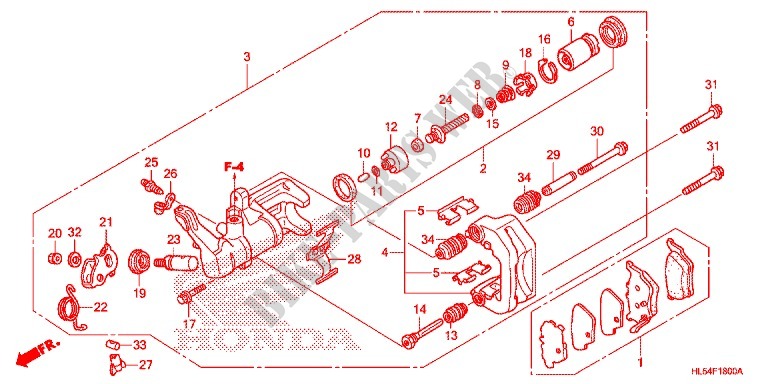 REAR BRAKE CALIPER for Honda PIONEER 500 M2 CAMO 2016