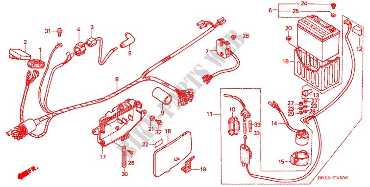 WIRE HARNESS/BATTERY for Honda FOURTRAX 200 SX 1987