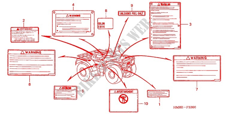 CAUTION LABEL (1) for Honda TRX 250 FOURTRAX RECON Electric Shift 2003
