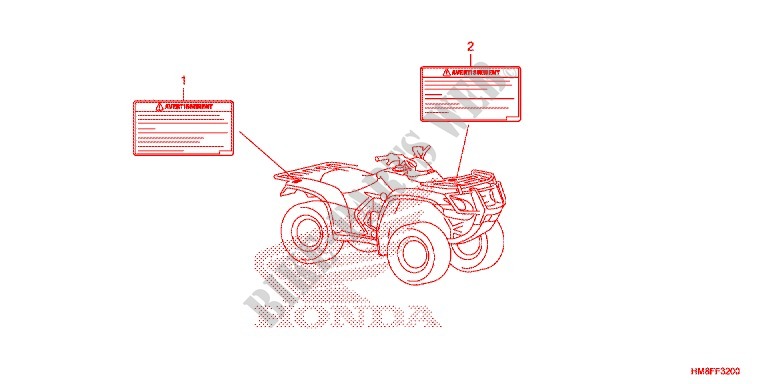 CAUTION LABEL (1) for Honda TRX 250 FOURTRAX RECON Electric Shift 2014