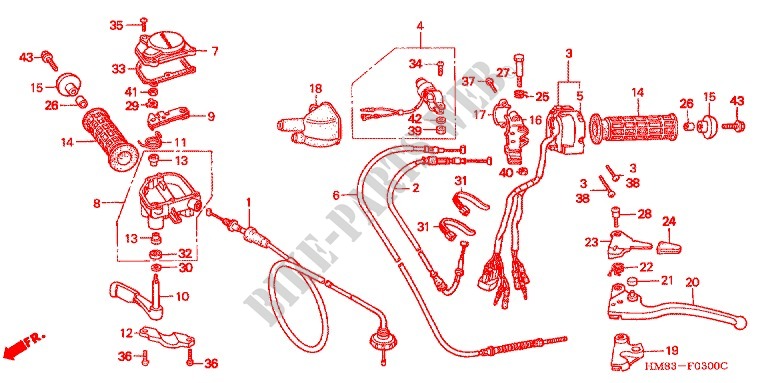 LEVER   SWITCH   CABLE for Honda TRX 250 FOURTRAX RECON 1997