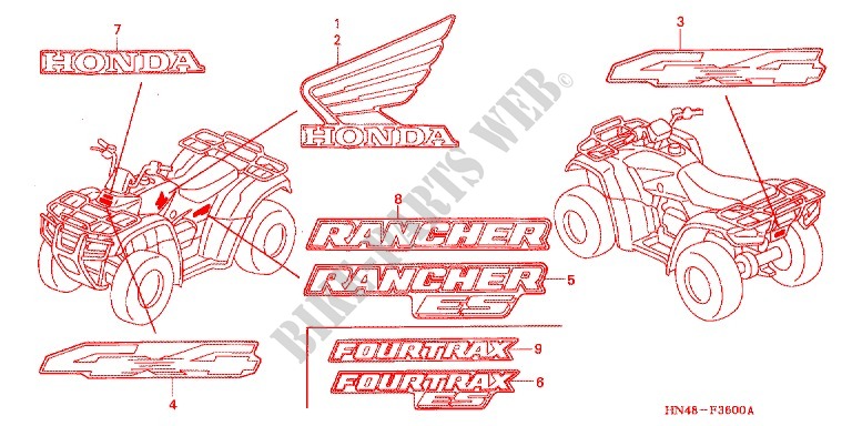 STICKERS for Honda FOURTRAX 350 RANCHER 4X2 2004