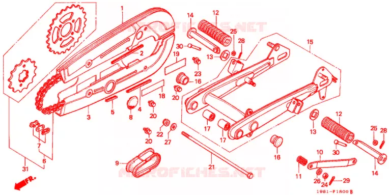 SWINGARM - CHAIN CASE Honda MOTO 90 CD 1989  CD90H