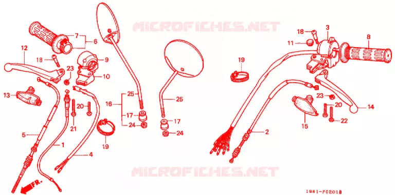 HANDLE LEVER - CABLE - SWITCH (P/S/W) Honda MOTO 90 CD 1993  CD90P