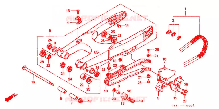 SWINGARM - DRIVE CHAIN Honda MOTO 80 CR 1999  CR80RBX