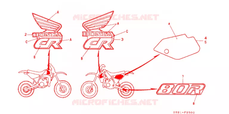 STICKERS (CR80RL) Honda MOTO 80 CR 1990  CR80RL