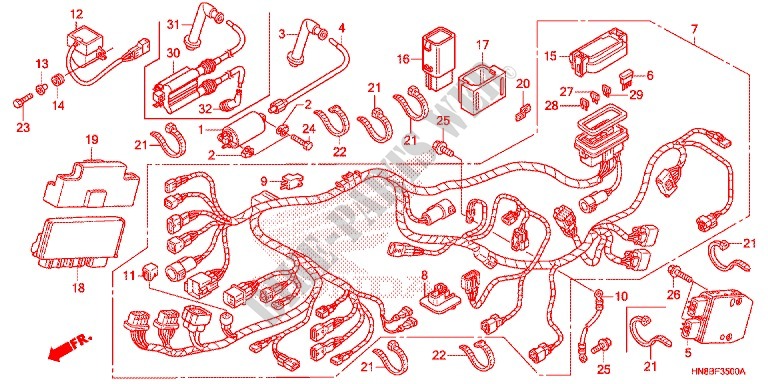 WIRE HARNESS/BATTERY for Honda FOURTRAX 680 RINCON 2013
