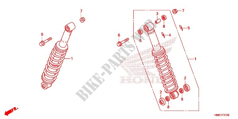 REAR SHOCK ABSORBER (2) for Honda FOURTRAX 680 RINCON RED 2017