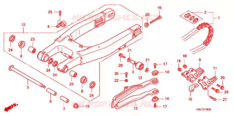 SWINGARM - CHAIN CASE Honda MOTO 150 CRF 2007  CRF150RB7