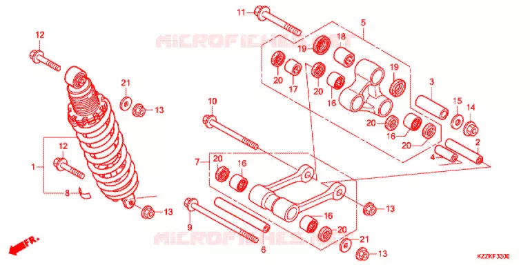 REAR SHOCK ABSORBER (2) Honda MOTO 250 CRF 2017  CRF250MH