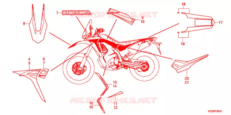 STICKERS (CRF250RL/RLA/RLD/RDA) Honda MOTO 250 CRF 2017  CRF250RLH