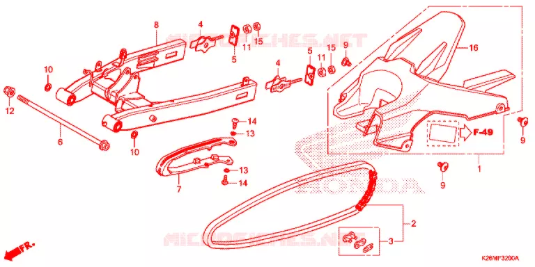 SWINGARM - CHAIN CASE Honda MOTO 125 MSX 2016  MSX125G