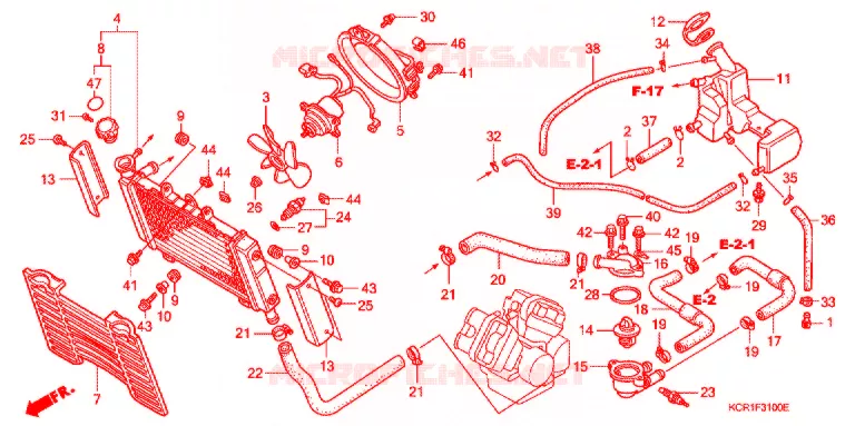 RADIATOR Honda MOTO 250 MAGNA 1994  VT250CR_II