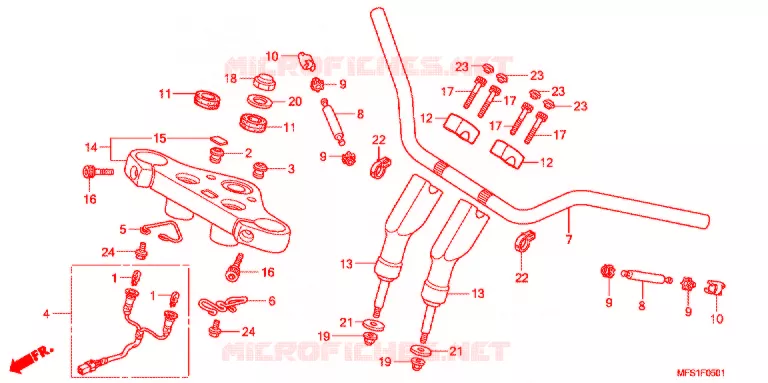 HANDLEBAR - TRIPLE CLAMP - STEERING STEM (VT400C2/C2F) Honda MOTO 400 SHADOW 2011  VT400C29