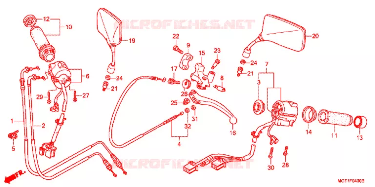 SWITCH -  CABLES - LEVERS - GRIPS - MIRRORS Honda MOTO 400 VT 2011  VT400SB