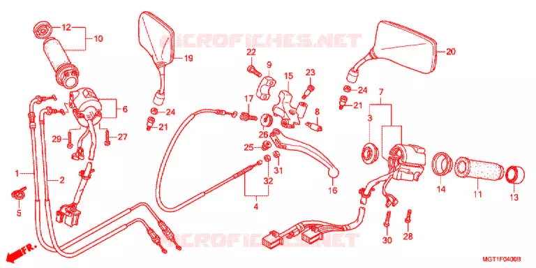 SWITCH -  CABLES - LEVERS - GRIPS - MIRRORS Honda MOTO 400 VT 2014  VT400SB