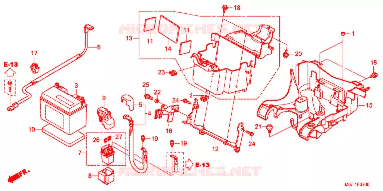 TOOLS - BATTERY BOX Honda MOTO 400 VT 2012  VT400SB