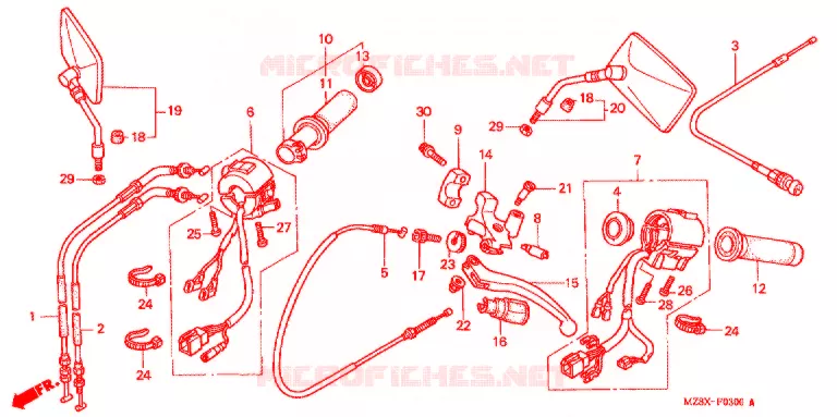 HANDLE SWITCH - LEVER - CABLE - GRIP Honda MOTO 600 SHADOW 2001  VT600CD1