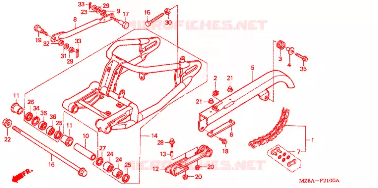 SWINGARM - CHAIN CASE Honda MOTO 600 SHADOW 2005  VT600CD5