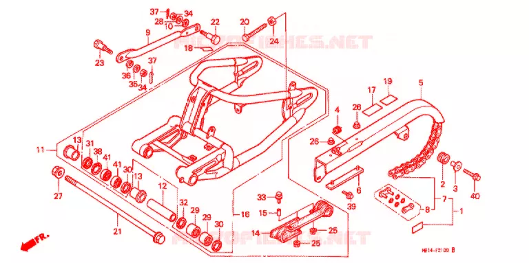 SWINGARM - CHAIN CASE Honda MOTO 600 SHADOW 1993  VT600CDP