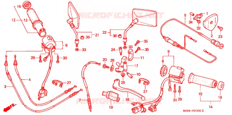HANDLE SWITCH - LEVER - CABLE - GRIP Honda MOTO 600 SHADOW 1996  VT600CDT