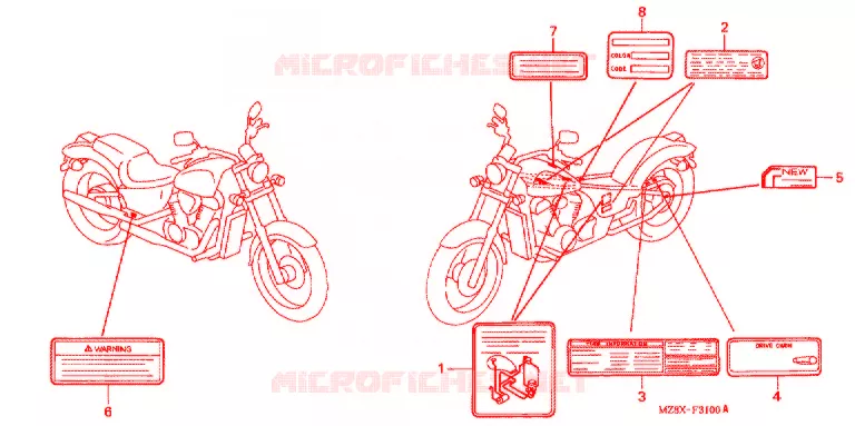 CAUTION LABEL (1) Honda MOTO 600 SHADOW 2000  VT600CDY