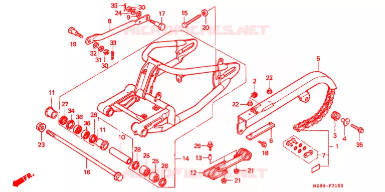 SWINGARM - CHAIN CASE Honda MOTO 600 SHADOW 1995  VT600CS