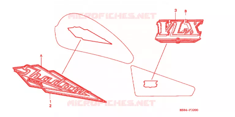 STICKERS (VT600C) ('95,'96) Honda MOTO 600 SHADOW 1995  VT600CS