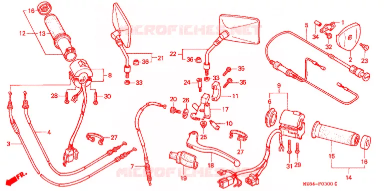HANDLE SWITCH - LEVER - CABLE - GRIP Honda MOTO 600 SHADOW 1996  VT600CT