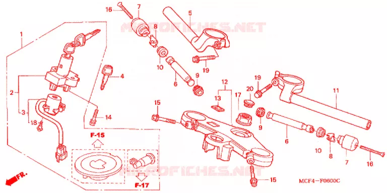 HANDLE PIPE/TOP BRIDGE (2) Honda MOTO 1000 SP 2004  VTR1000SP4_CM