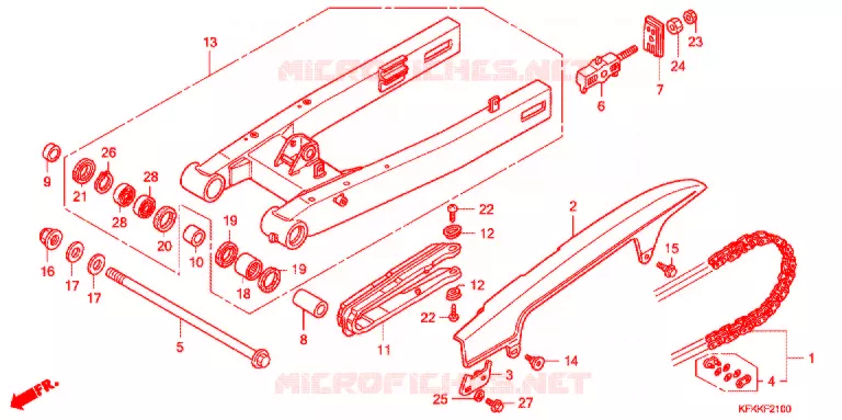 SWINGARM - CHAIN CASE Honda MOTO 250 VTR 2013  VTR250FD