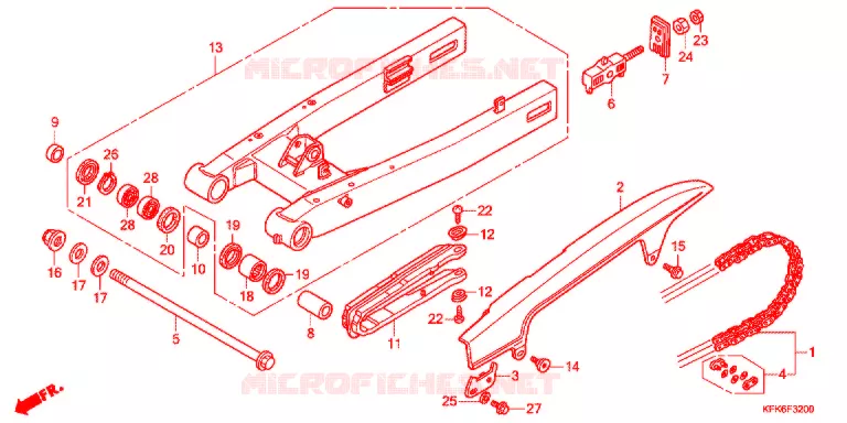 SWINGARM - CHAIN CASE Honda MOTO 250 VTR 2017  VTR250H