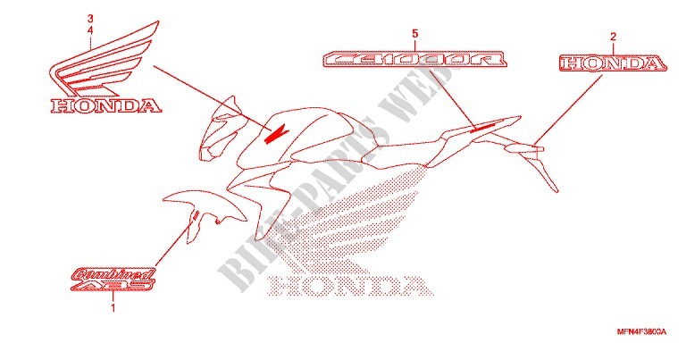 STICKERS (1) for Honda CB 1000 R 2012