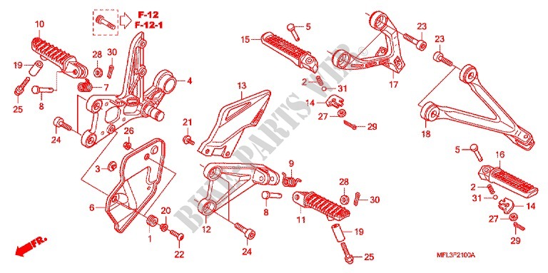 PEDAL for Honda CBR 1000 RR FIREBLADE TRICOLOUR 2011