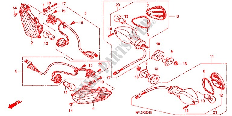INDICATOR (CBR1000RR9,A,B/RA9,A,B) for Honda CBR 1000 RR FIREBLADE BLACK 2011