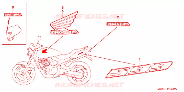 STICKERS Honda MOTO 600 HORNET 2006  CB600F6_A