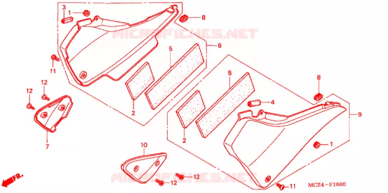 SIDE COVERS Honda MOTO 900 HORNET 2002  CB900F2