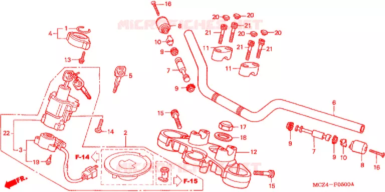 HANDLE PIPE/TOP BRIDGE (2) Honda MOTO 900 HORNET 2002  CB900F2