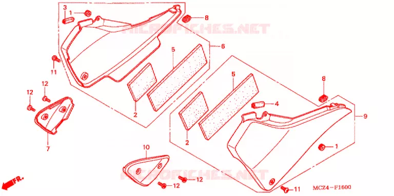 SIDE COVERS Honda MOTO 900 HORNET 2002  CB900F2