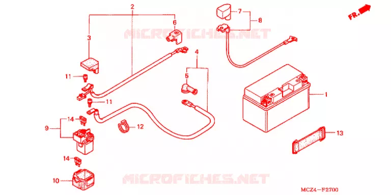 WIRE HARNESS/BATTERY Honda MOTO 900 HORNET 2002  CB900F2