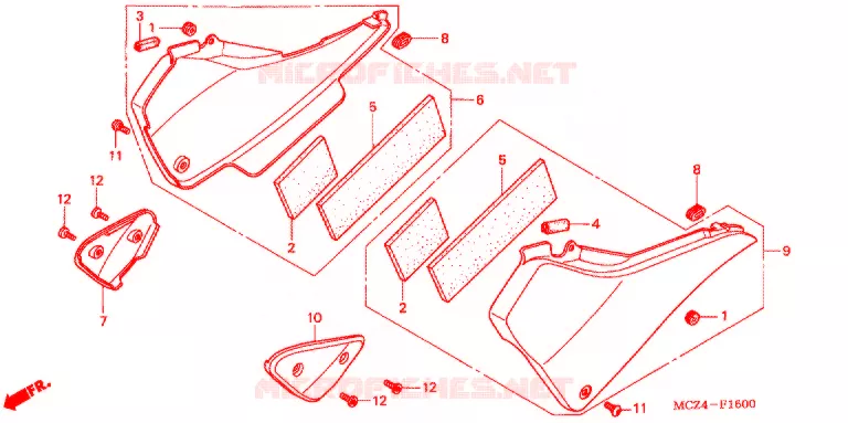 SIDE COVERS Honda MOTO 900 HORNET 2003  CB900F3_A